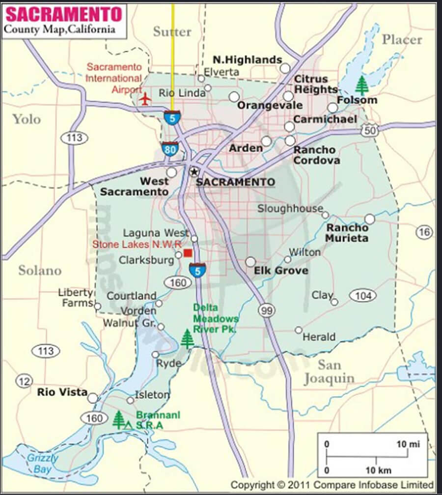 Sacramento County Map California